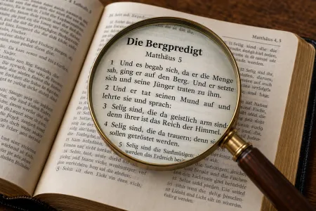 Die Bibel unter der Lupe (Foto: Christian Münch (mit KI)) Die Bibel unter der Lupe (Foto: Christian Münch (mit KI))